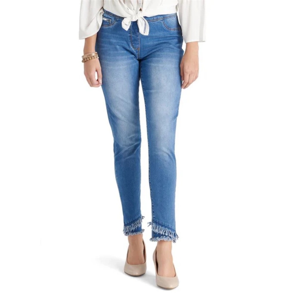 Coco + Carmen Skinny Ankle Slant Double Fringe Jeans. Small